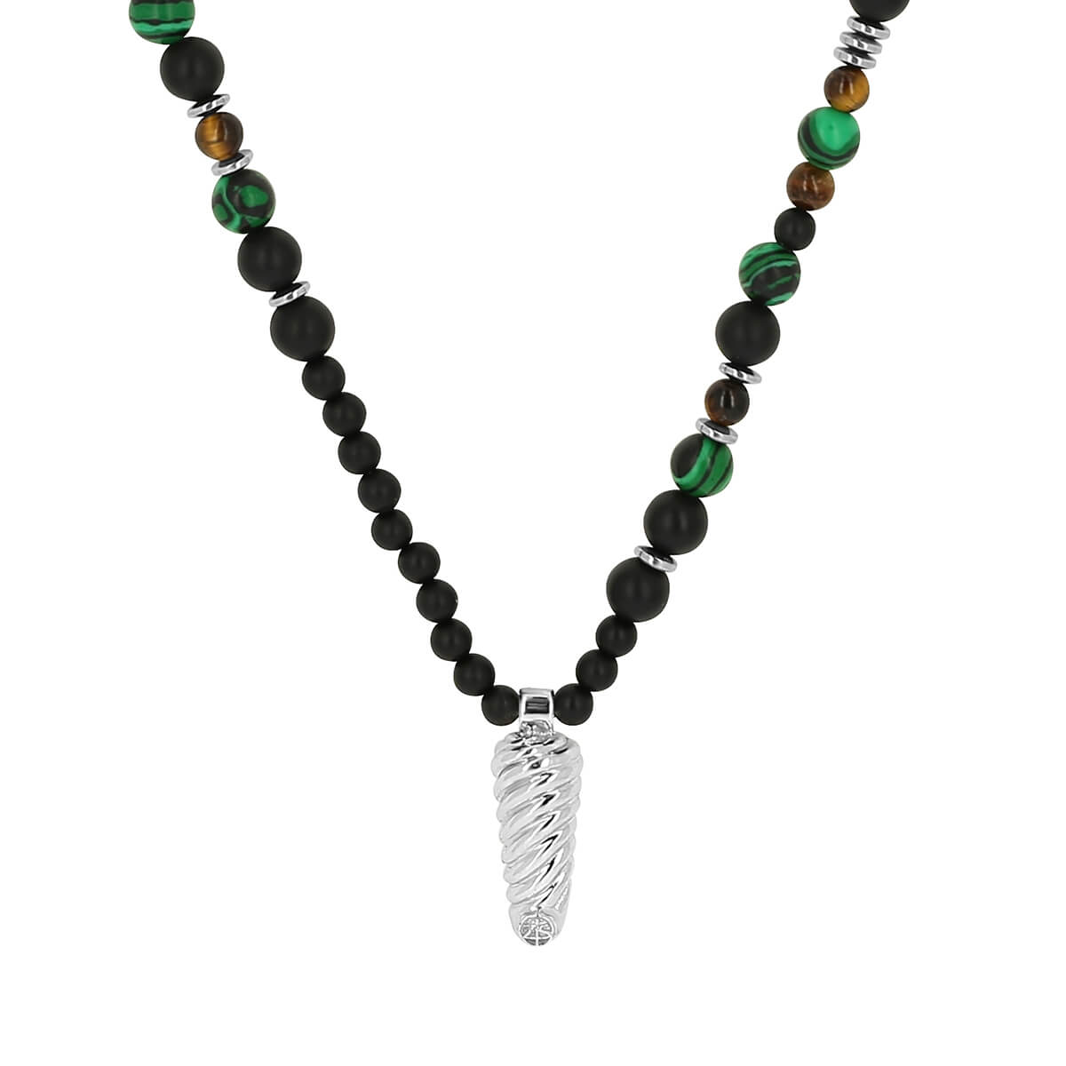 Męski Wisiorek Srebrny Zeades Monte Carlo Capucin Mala | Malachit i Tygrysie Oko | Vivagem