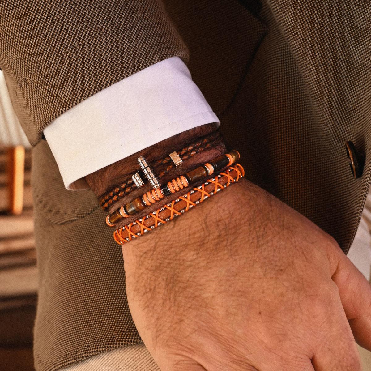 Bransoletka Skórzana DROMON Natural Orange