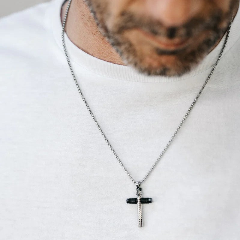 Komplet Męskiej Biżuterii Stalowy Krzyż Cruz i Yawl - zdjęcie 1