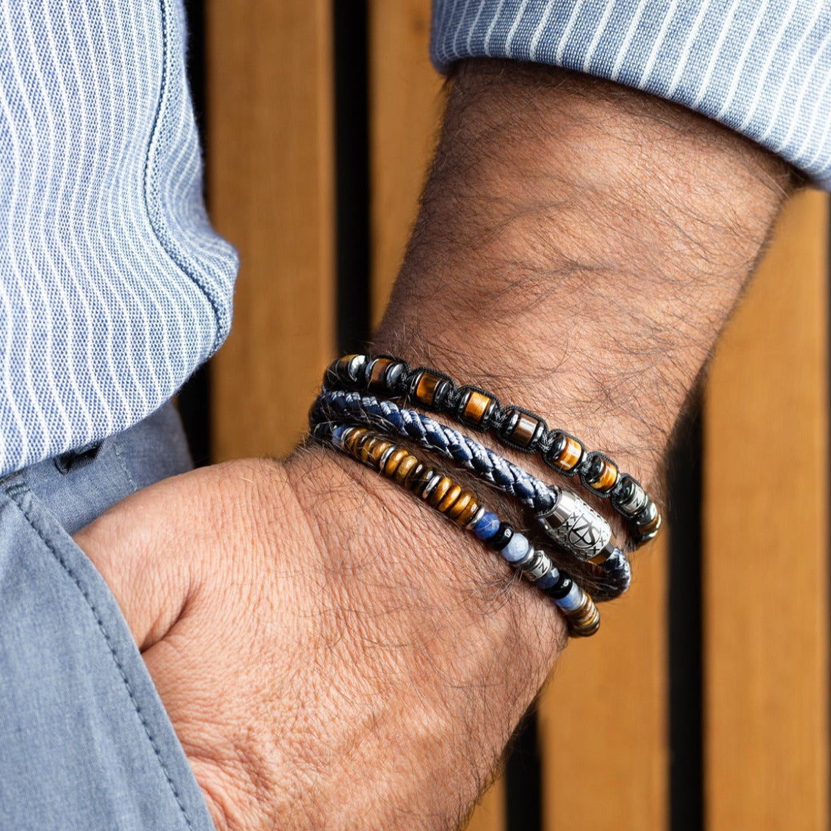 Męska Bransoleta Zeades Monte Carlo Troxy | Tygrysie Oko i Hematyt | Vivagem