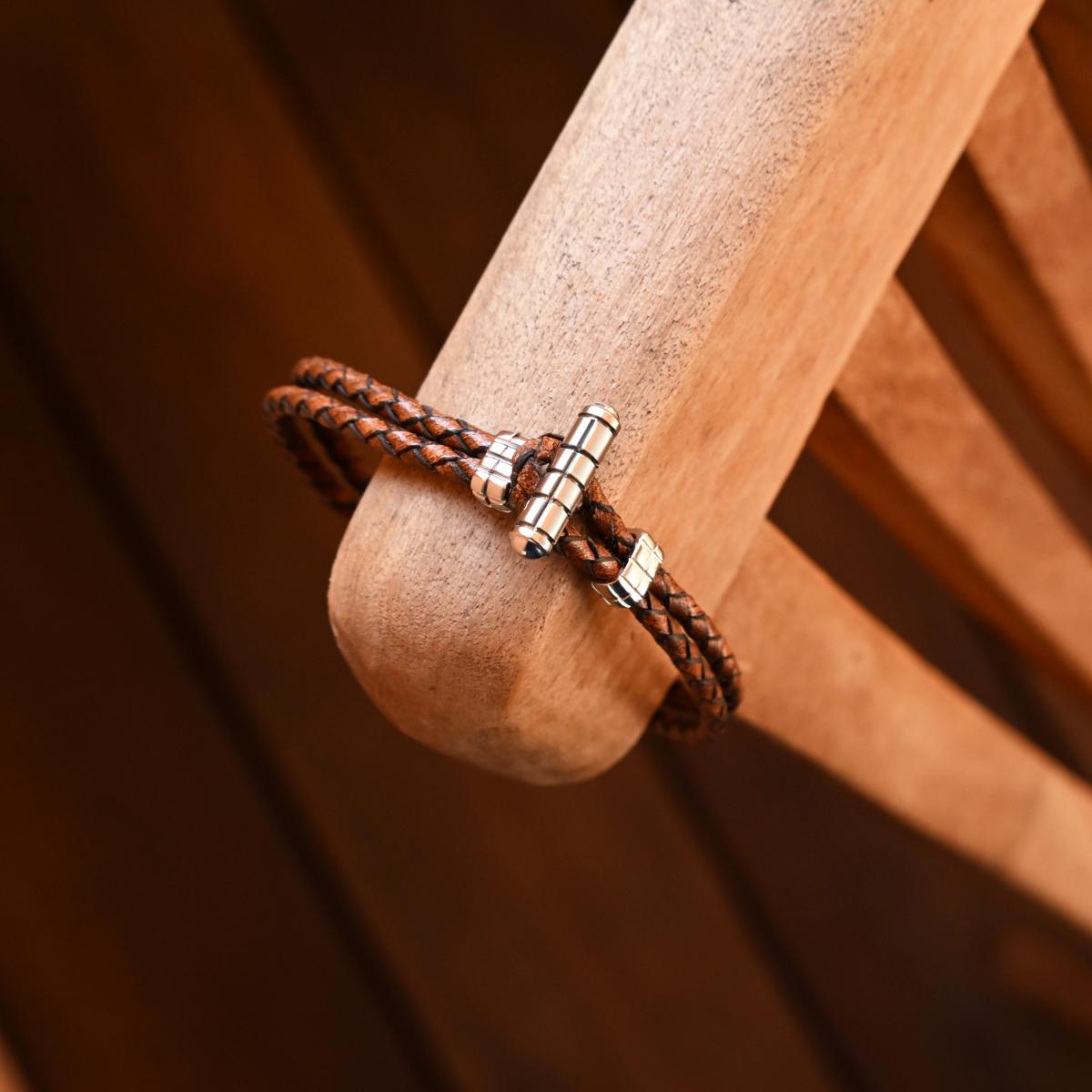 Bransoletka Skórzana BOLT T-BAR - VIVAGEM.PL