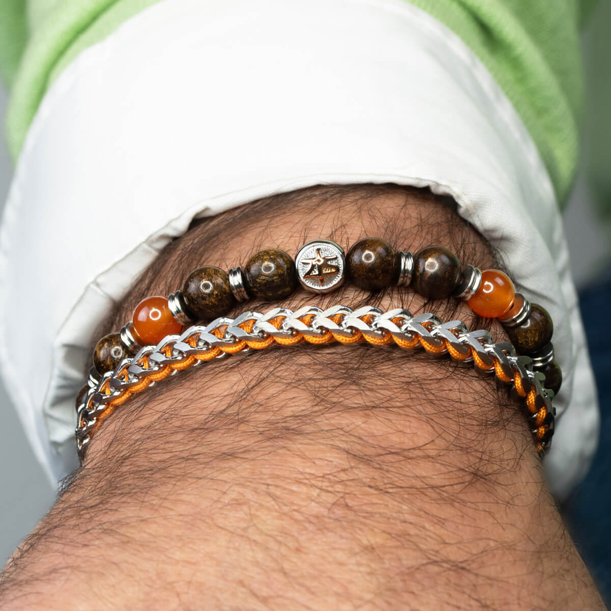Męska Bransoleta Pleciona Zeades Monte Carlo Legato | Pomarańczowa Lina i Stal | Vivagem