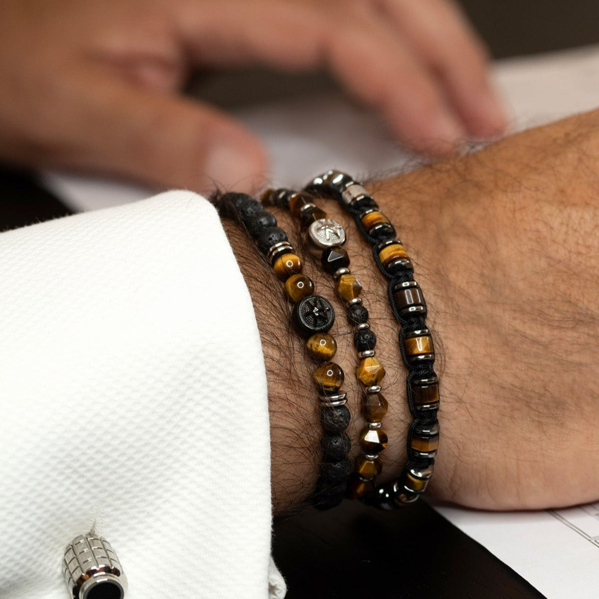 Męska Bransoleta Zeades Monte Carlo Togo | Tygrysie Oko i Lawa | Vivagem