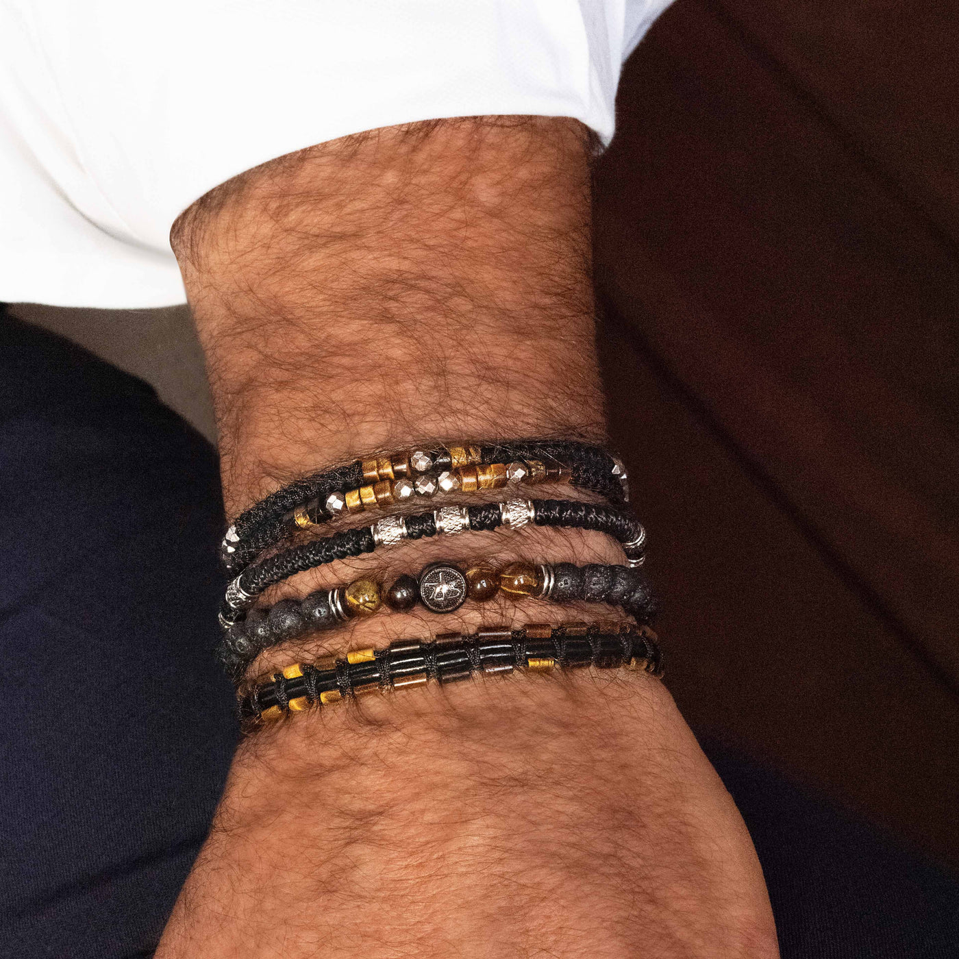 Męska Bransoleta Podwójna Zeades Monte Carlo Kishi | Tygrysie Oko i Sznur | Vivagem