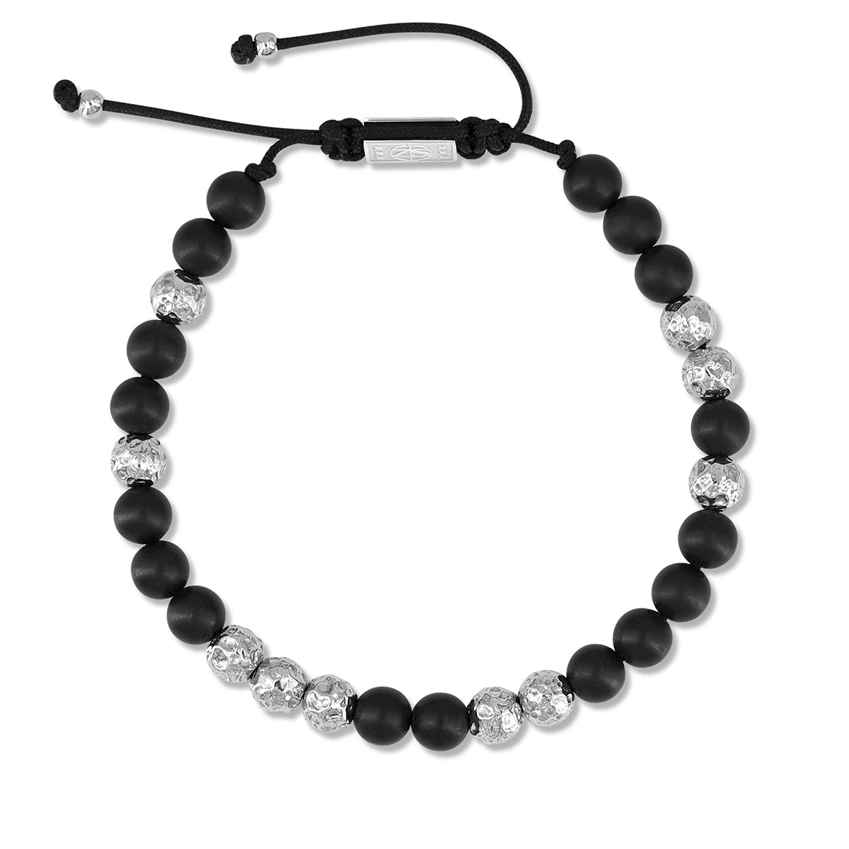 Bransoletka Męska Czarny Agat i Stal