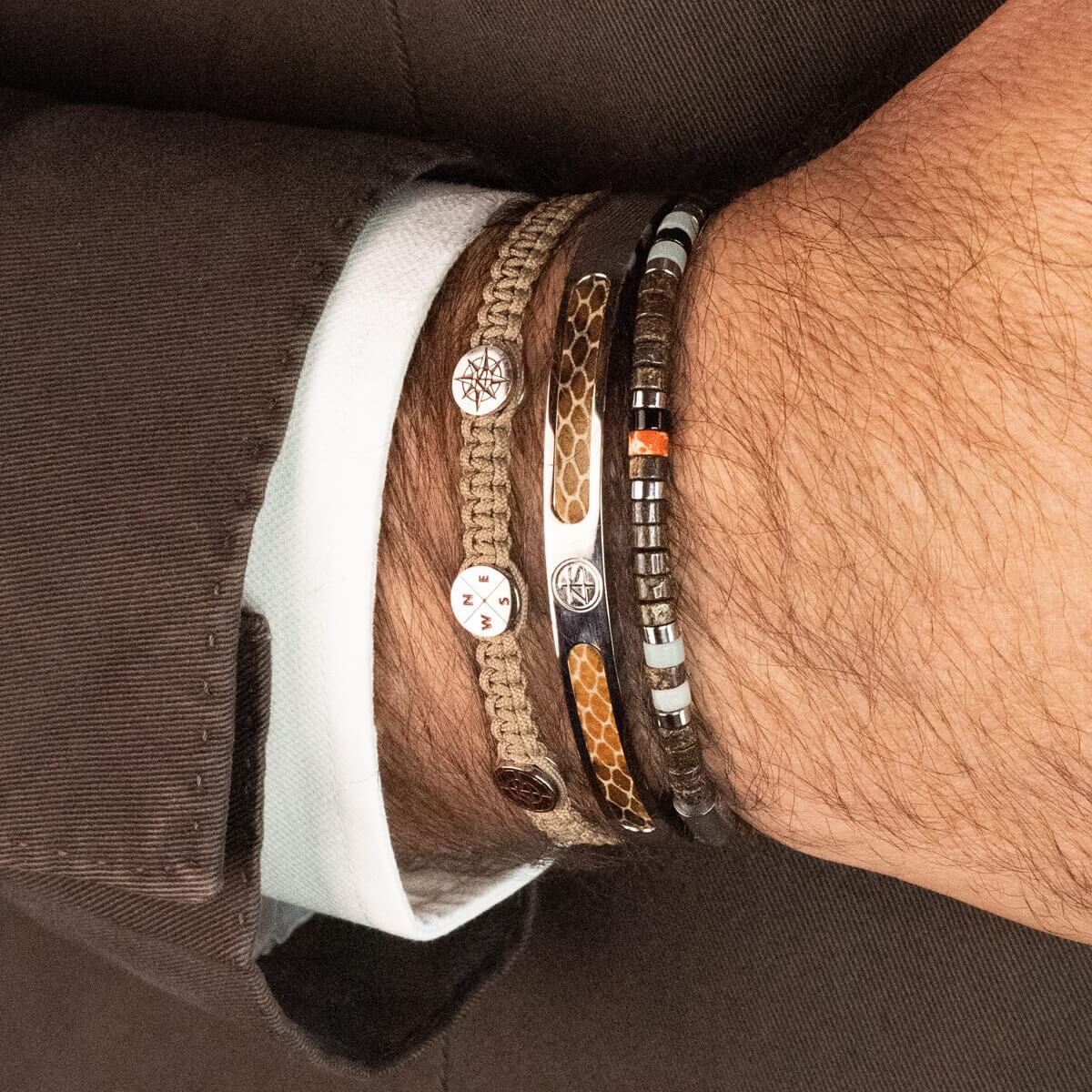 Męska Bransoleta Bangle Zeades Monte Carlo Lien Earth | Włoska Skóra | Vivagem