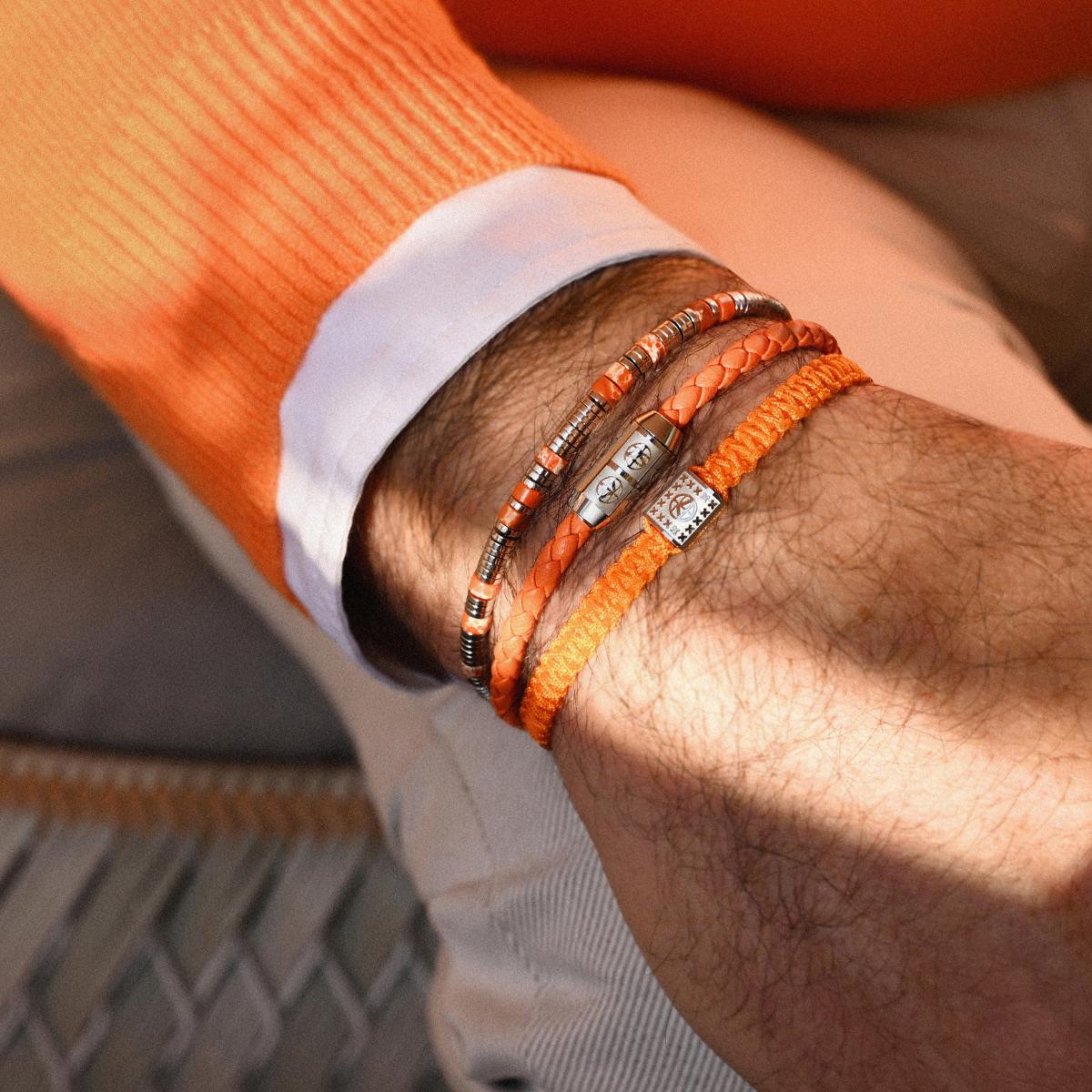 Bransoletka Męska Jaspis Cesarski i Stal