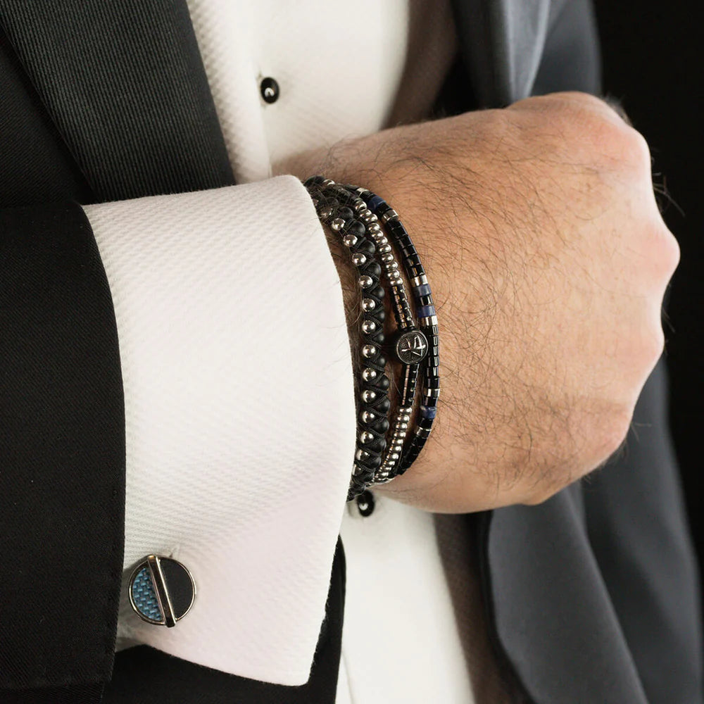 Męska Bransoleta Zeades Monte Carlo Koff | Czarny Agat i Stal | Vivagem